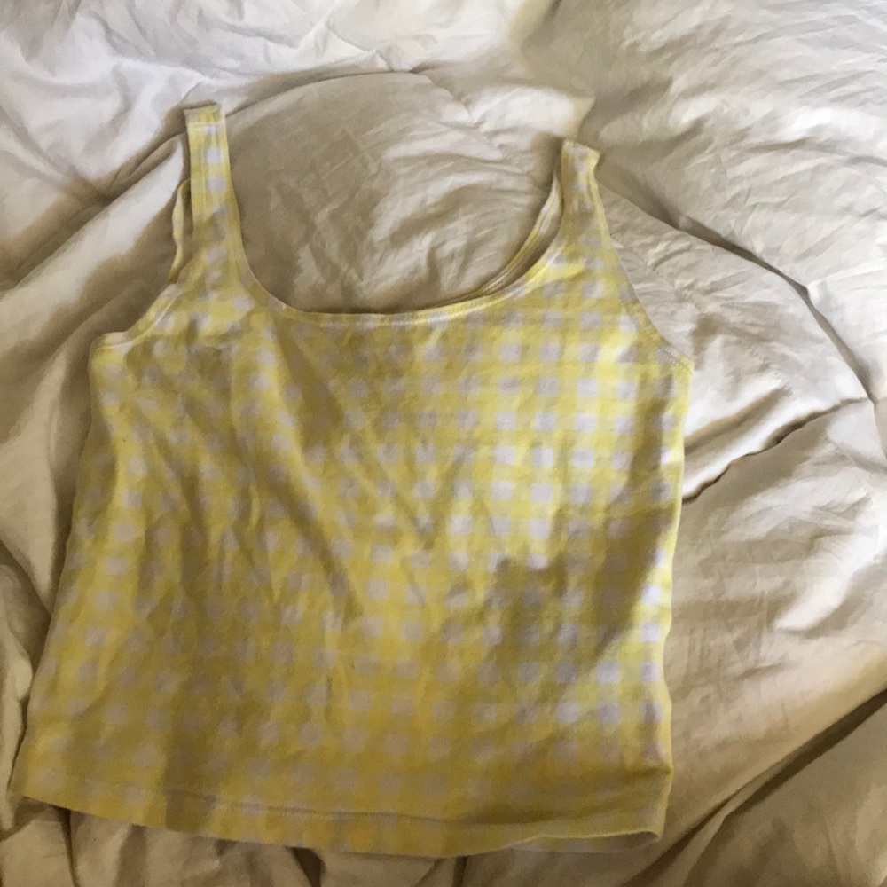 squares yellow crop top tank